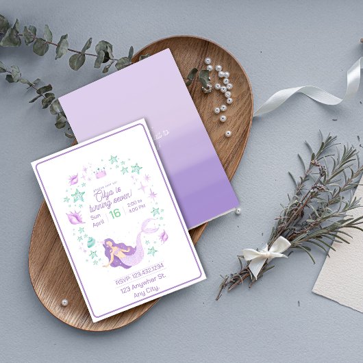 Invitation Enfants Sirène Anniversaire Splash