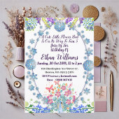 Invitation Enfants Soft Oval Bleu Petit Boule Fleur Anniversa