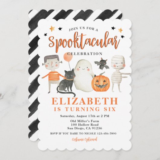 Invitation Enfants Spooktacular Halloween fête d'anniversaire (Devant / Derrière)