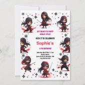 Invitation Enfants style Ninja fille anniversaire (Devant)