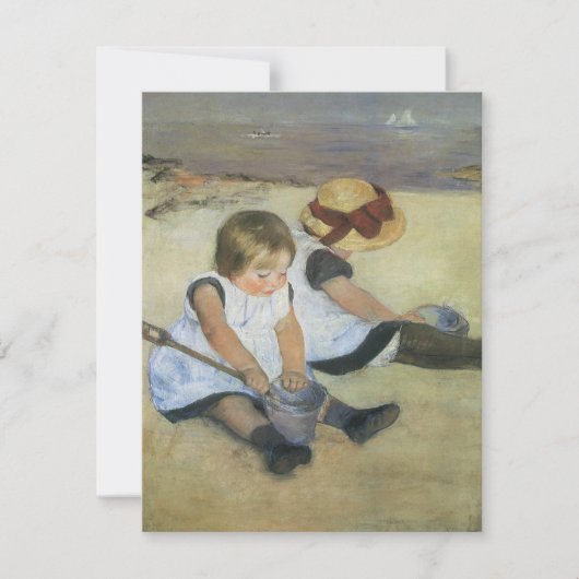 Invitation Enfants sur la plage par Cassatt, Anniversaire Vin (Devant)