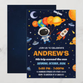 Invitation Enfants sur mesure Astronaute spatiale Anniversair (Devant / Derrière)