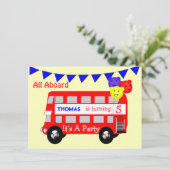 Invitation Enfants tous à bord Big Red Bus Party (Debout devant)