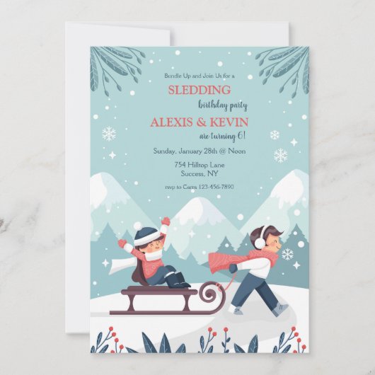 Invitation Enfants Traîneau (Devant)