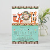 Invitation Enfants Tribal Boho fête d'anniversaire (Debout devant)