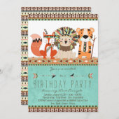 Invitation Enfants Tribal Boho fête d'anniversaire (Devant / Derrière)