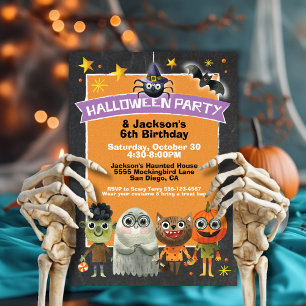Invitation Enfants Trick ou Traitements Halloween Fête Invita