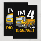 Invitation Enfants Trois 4 ans 4e anniversaire Construction G (Devant / Derrière)