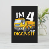 Invitation Enfants Trois 4ans 4ème Anniversaire Construction  (Debout devant)