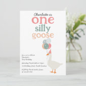 Invitation Enfants Une oie sotte 1ère mignonne fête d'anniver (Debout devant)