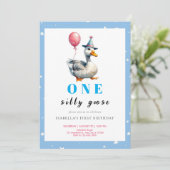 Invitation Enfants une oie sotte premier anniversaire (Debout devant)