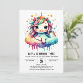 Invitation Enfants Unicorn Anniversaire Magie (Debout devant)