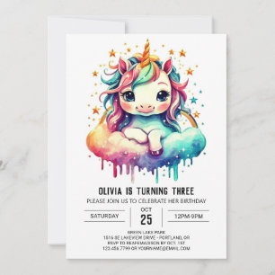 Invitation Enfants Unicorn Anniversaire Magie
