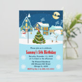 Invitation Enfants Village de Noël d'hiver Fête d'anniversair (Debout devant)