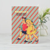 Invitation enfants vintages mignons fête d'anniversaire (Debout devant)