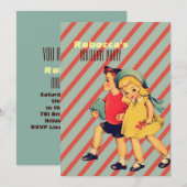 Invitation enfants vintages mignons fête d'anniversaire (Devant / Derrière)