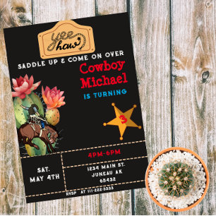 Invitation Enfants Wild West Cactus Anniversaire Garçon