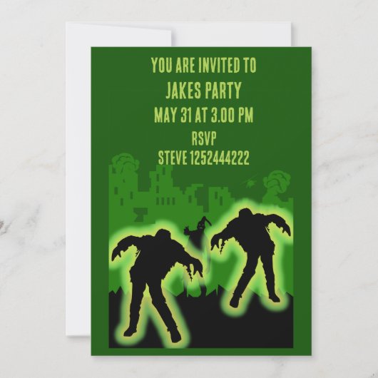 Invitation Enfants Zombie Apocalypse (Devant)