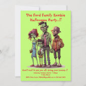 Invitation Enfants Zombie Famille Halloween (Devant)