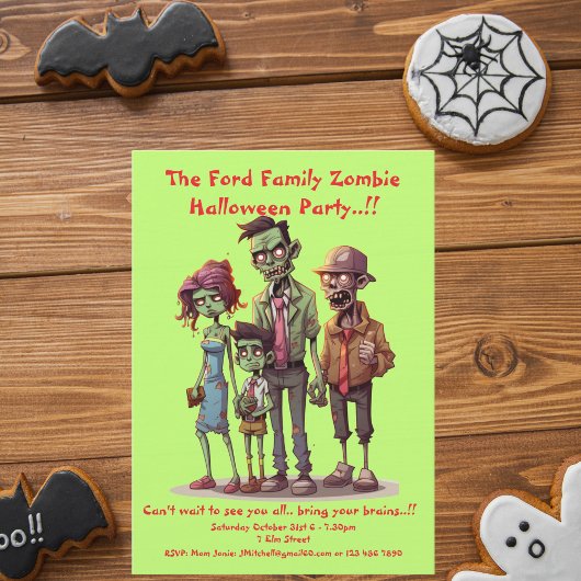 Invitation Enfants Zombie Famille Halloween