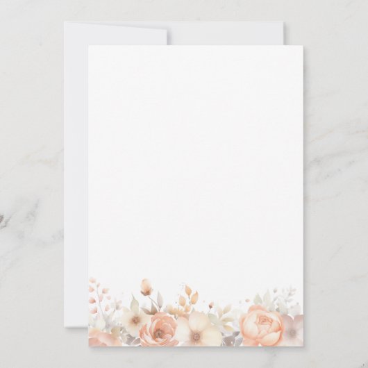 Invitation Enfiler des fleurs beiges en blanc Enregistrer la  (Dos)