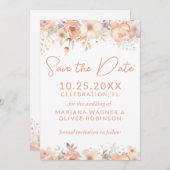 Invitation Enfiler des fleurs beiges en blanc Enregistrer la  (Devant / Derrière)