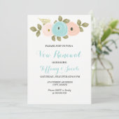 Invitation Enfiler Fleurs Turquoises Vow Renouvellement Invit (Debout devant)
