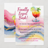 Invitation Enfin Juridique 21. Anniversaire pour une fille (Devant / Derrière)