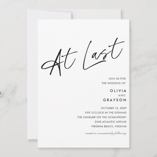 Invitation Enfin Moderne Minimaliste Mariage  (Devant)