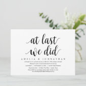 Invitation Enfin, nous l'avons fait, dîner de mariage en fuit (Debout devant)