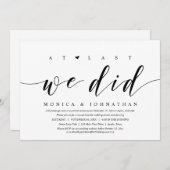 Invitation Enfin, nous l'avons fait, dîner de mariage en fuit (Devant / Derrière)