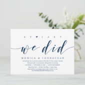 Invitation Enfin, nous l'avons fait, dîner de mariage en fuit (Debout devant)