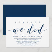 Invitation Enfin, nous l'avons fait, dîner de mariage en fuit (Devant / Derrière)