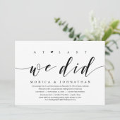 Invitation Enfin, nous l'avons fait, dîner de mariage intime (Debout devant)