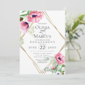 Invitation Engagement Aquarelle Coquelicots Roses (Debout devant)