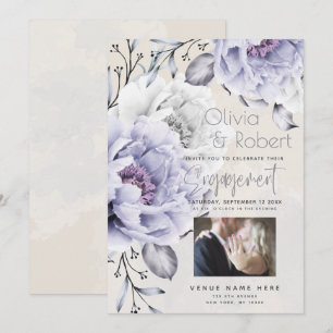 Invitation ENGAGEMENT Fleurs de Lilac Rustique et Pivoine A