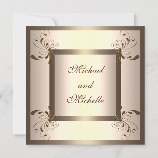 Invitation Engagement Glamour Crème Fleur Or (Devant)