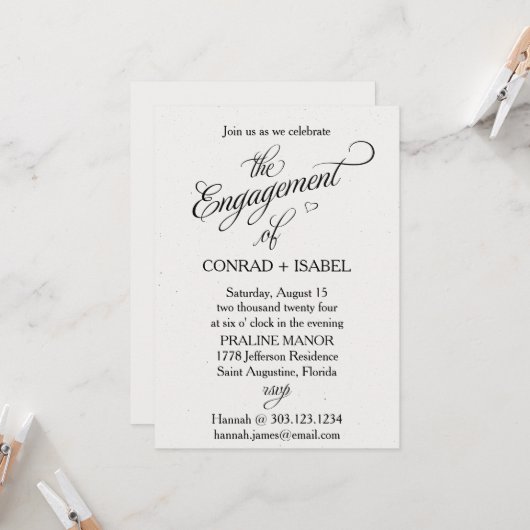 Invitation Engagement minimaliste (Devant/Arrière en situation)