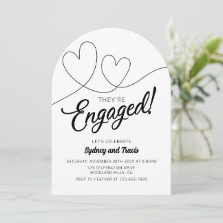 Invitation Engagement, Modern, Black and white,