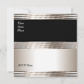 Invitation Engagement Party Art Déco Crème Noir (Dos)