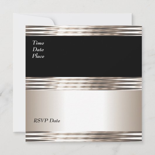 Invitation Engagement Party Art Déco Crème Noir (Dos)