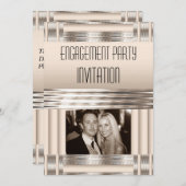 Invitation Engagement Party Cream Art Déco (Devant / Derrière)