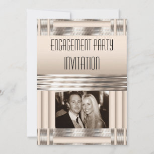 Invitation Engagement Party Cream Art Déco