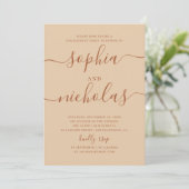 Invitation Engagement Party | Warm Peach Sand Script Wedding (Debout devant)