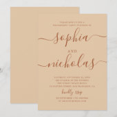 Invitation Engagement Party | Warm Peach Sand Script Wedding (Devant / Derrière)