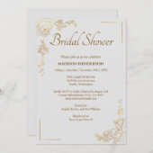 Invitation Engraving Golden Floral Mariage Fête des mariées (Devant / Derrière)