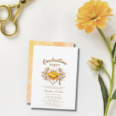 Invitation Engrenage à la main graduation de Casquette doré