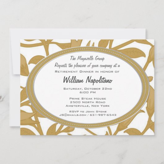 Invitation enlacée de dîner de retraite (Devant)