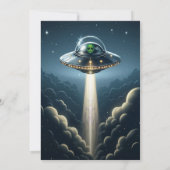 Invitation Enlèvement Alien UFO Nuages Bleus Fête d'Anniversa (Dos)