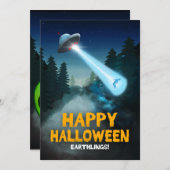Invitation Enlèvement d'Aliens et joyeuse Halloween Earthling (Devant / Derrière)